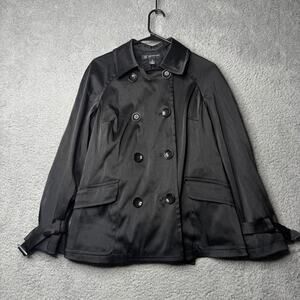 INC International Concepts Double Breasted Jacket Women's Petite Medium Black